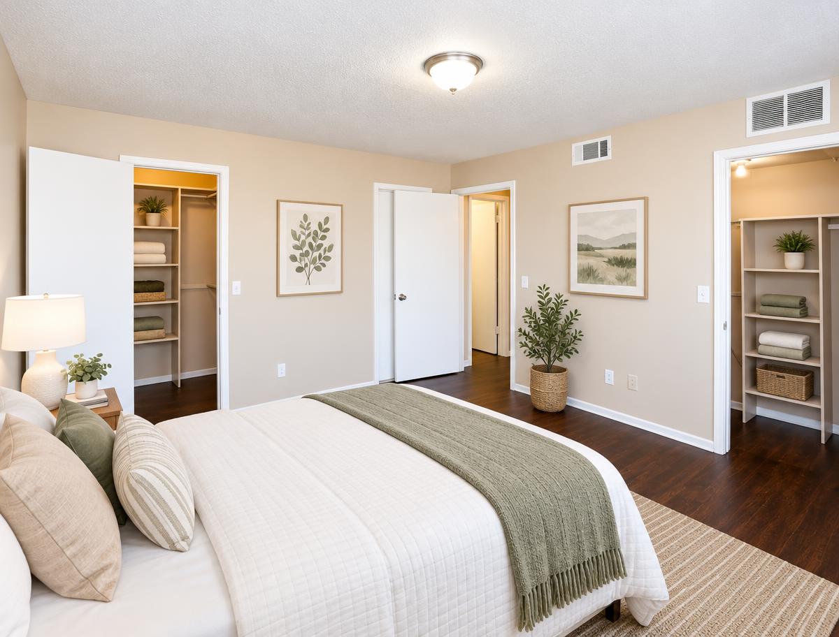 Bedroom with walk-in closet